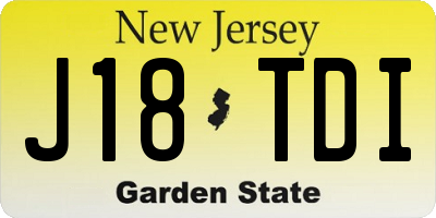 NJ license plate J18TDI