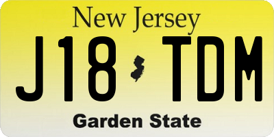NJ license plate J18TDM