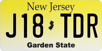 NJ license plate J18TDR