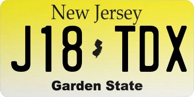 NJ license plate J18TDX