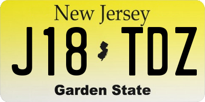 NJ license plate J18TDZ