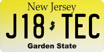 NJ license plate J18TEC