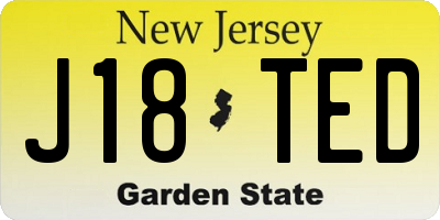 NJ license plate J18TED