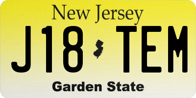 NJ license plate J18TEM