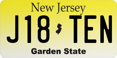 NJ license plate J18TEN