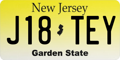 NJ license plate J18TEY