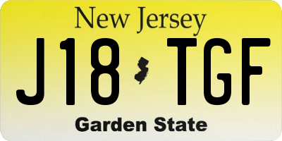 NJ license plate J18TGF