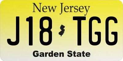 NJ license plate J18TGG