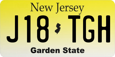 NJ license plate J18TGH