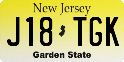 NJ license plate J18TGK