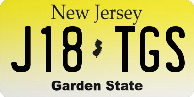 NJ license plate J18TGS