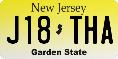 NJ license plate J18THA