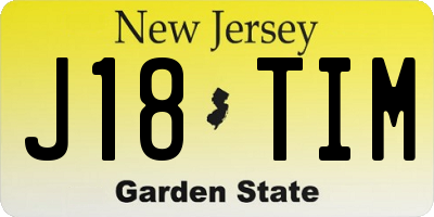 NJ license plate J18TIM