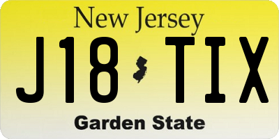 NJ license plate J18TIX
