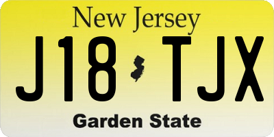 NJ license plate J18TJX