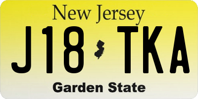 NJ license plate J18TKA