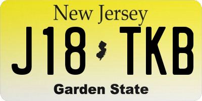 NJ license plate J18TKB