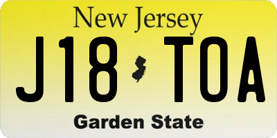 NJ license plate J18TOA