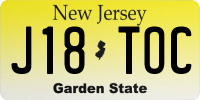NJ license plate J18TOC