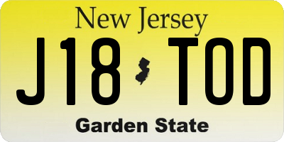 NJ license plate J18TOD