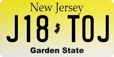 NJ license plate J18TOJ