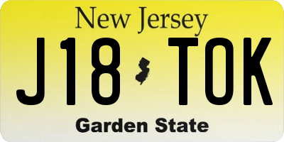 NJ license plate J18TOK