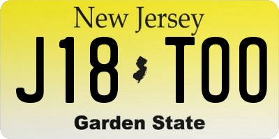 NJ license plate J18TOO