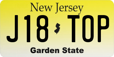 NJ license plate J18TOP