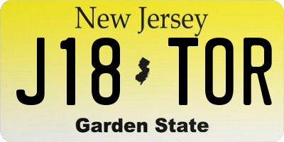 NJ license plate J18TOR