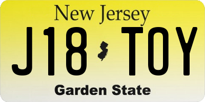 NJ license plate J18TOY