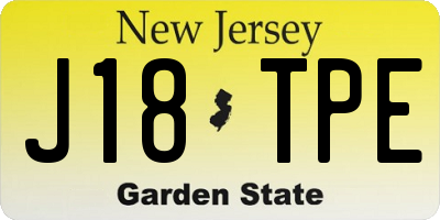 NJ license plate J18TPE