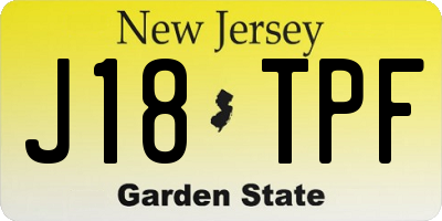 NJ license plate J18TPF