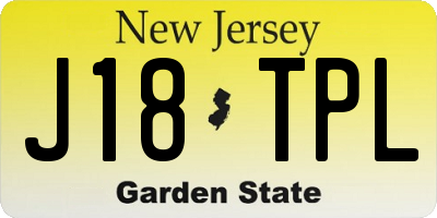 NJ license plate J18TPL