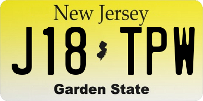 NJ license plate J18TPW