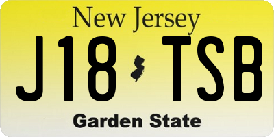NJ license plate J18TSB