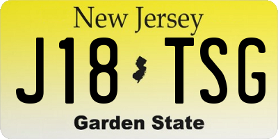 NJ license plate J18TSG