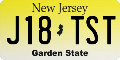 NJ license plate J18TST