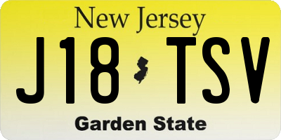 NJ license plate J18TSV