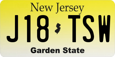 NJ license plate J18TSW