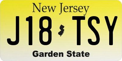 NJ license plate J18TSY