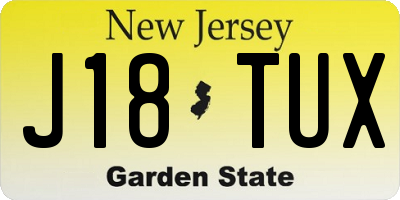 NJ license plate J18TUX