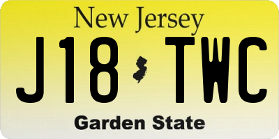 NJ license plate J18TWC