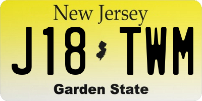 NJ license plate J18TWM