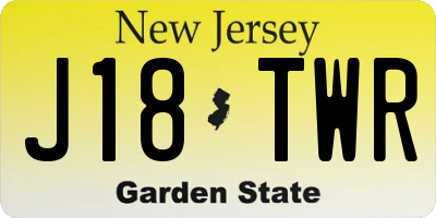 NJ license plate J18TWR