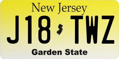 NJ license plate J18TWZ