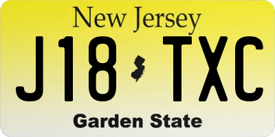 NJ license plate J18TXC