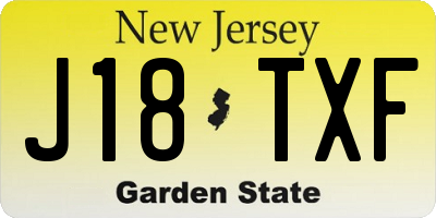NJ license plate J18TXF