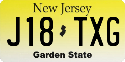 NJ license plate J18TXG