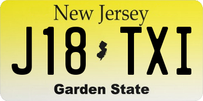 NJ license plate J18TXI