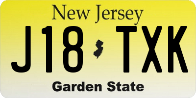 NJ license plate J18TXK